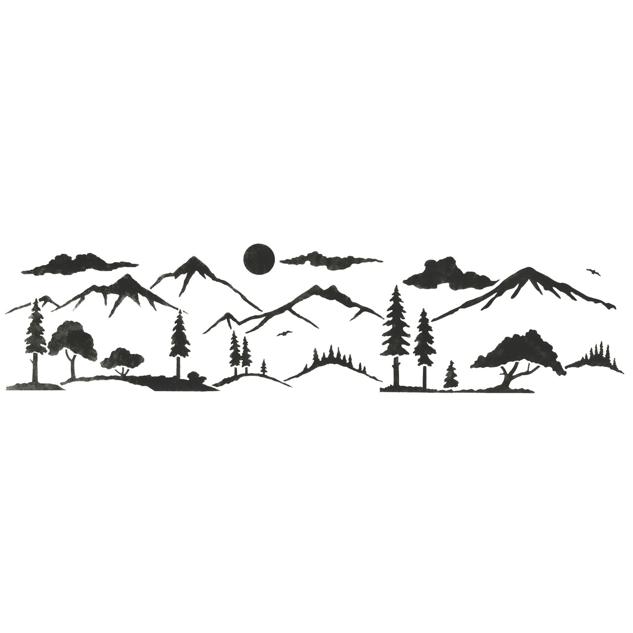 Mountain Silhouette Landscape Wall Stencil | 3146 by Designer Stencils | Animal & Nature Stencils | Reusable Art Craft Stencils for Painting on Walls, Canvas, Wood | Reusable Plastic Paint Stencil for Home Makeover | Easy to Use & Clean Art Stencil